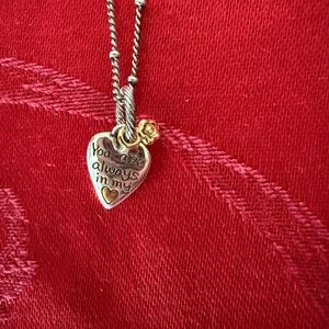 Brighton Silver and Gold Heart Pendant Necklace “You are always in my ❤️”